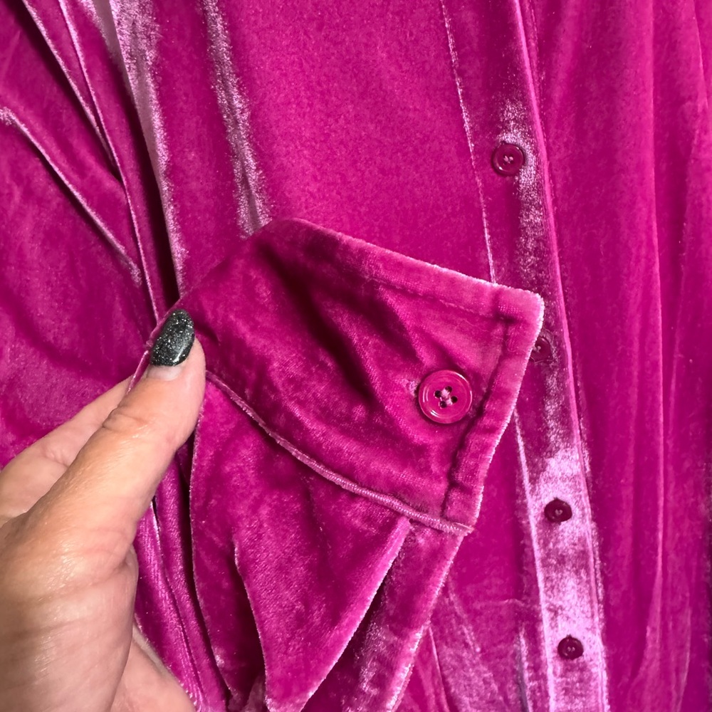 Soft Surroundings crushed velvet button-down boyfriend shirt, Size XL - Picture 3 of 4